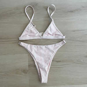 La Hana Swim Bikini Swimsuit Set Pink Snake Print Size XS/Small